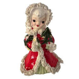 3" Christmas Angel holding a Tree Spaghetti Trim Enesco Japan